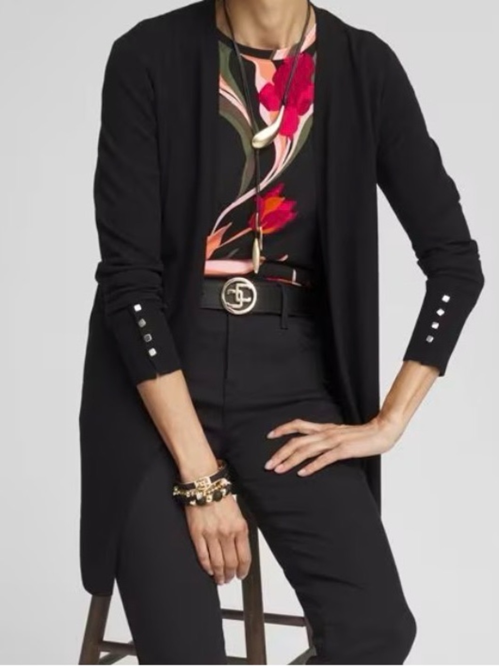 Chico's Classic Black Open-Front Cardigan